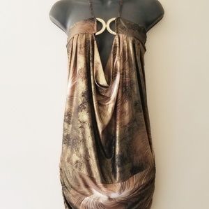 Bronze Gold Womens Cocktail Evening Party Dress M